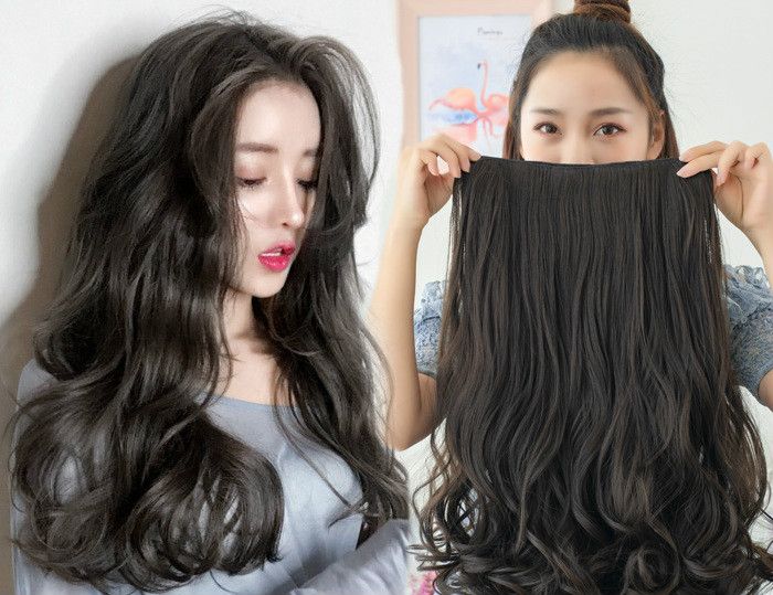 Cute Female Long Curly Hair Big Wave Long Straight Hair Buckle Net