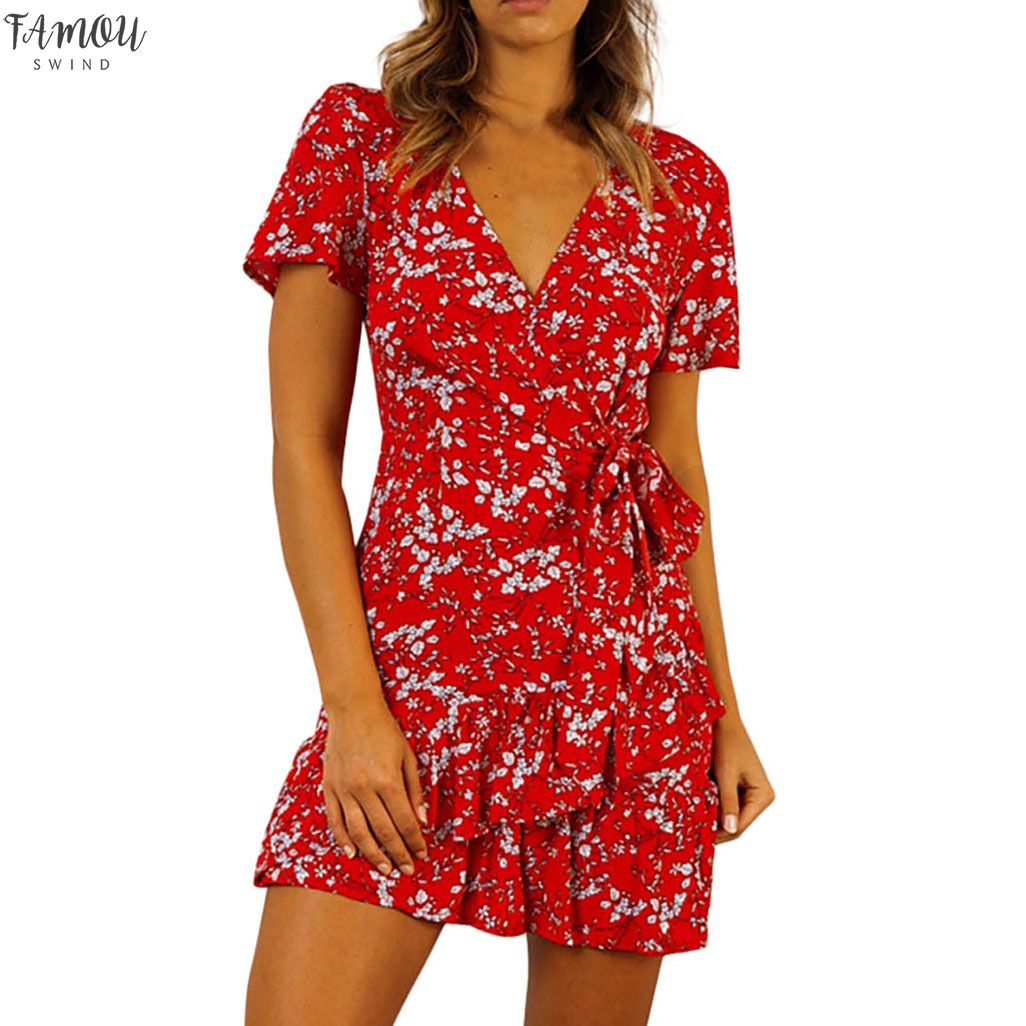 red wrap dress floral