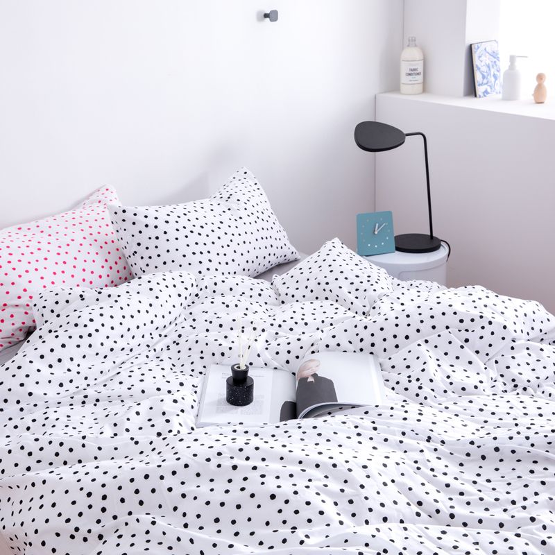 Black Red Polka Dot Solid Pink Grey Green Blue Bedding Set Twin