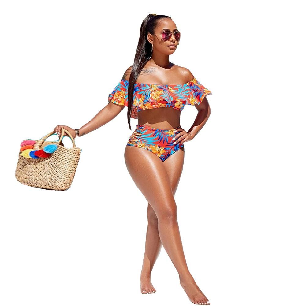 Off shoulder swimsuit with shorts Clearance