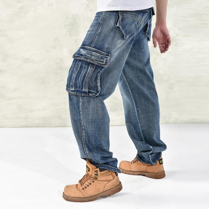 mens cargo blue jeans