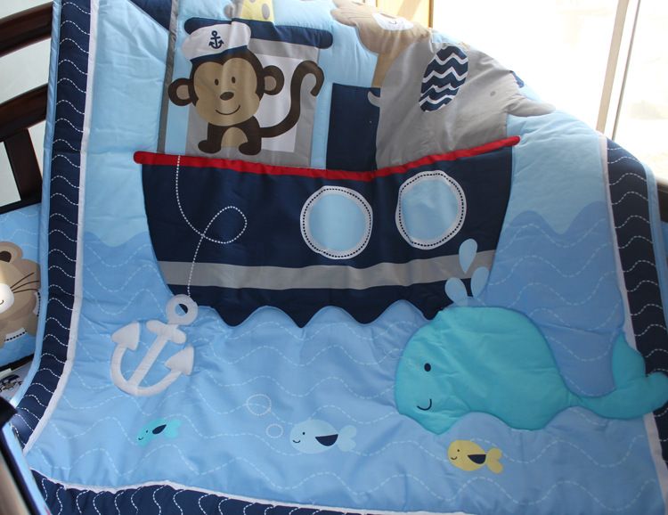 Compra Blue Sailing Juego De Cama Para Bebé 7 Unids Juego De Cama De Cuna  Para Bebé Juego De Ropa De Cama Cuna Cómoda Hoja De Cuna Polvo Ruffle  Bordado Mono Elefante