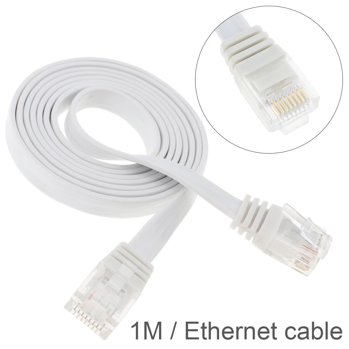 1M 30M FLAT RJ45 CAT6 Ethernet Network LAN Cable UTP Patch Router Black LOT