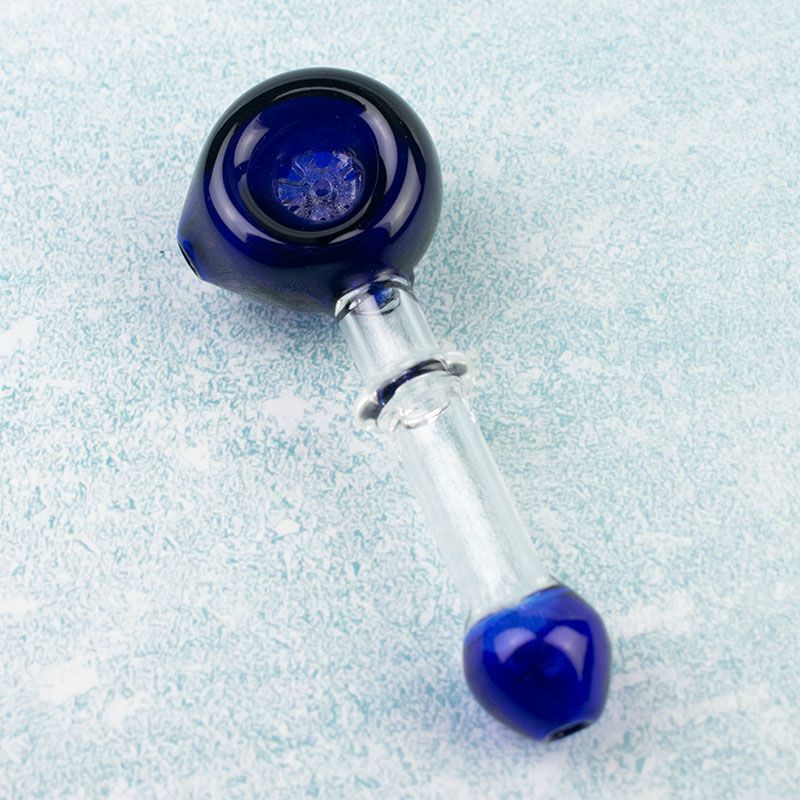2020 Unique Glass Big Spoon Bowl Pipe Smoking Hand Pipe 4 Inches Hand Blown Water Pipe Blue