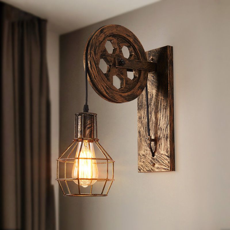 2020 Wall Lamp Vintage Industrial Decor Led Wall Lights For Home Wandlamp Retro Pulley Applique Murale Luminaire Light From Yujinnice 38 73 Dhgate Com