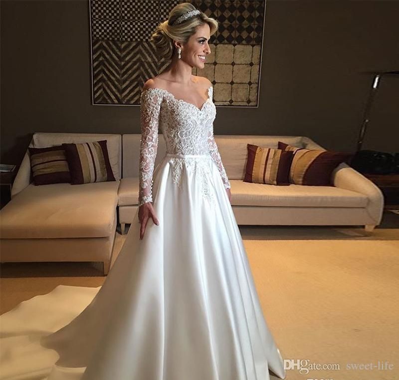 2021 Vintage Long Sleeve Country Bridal Dress With Sash ...