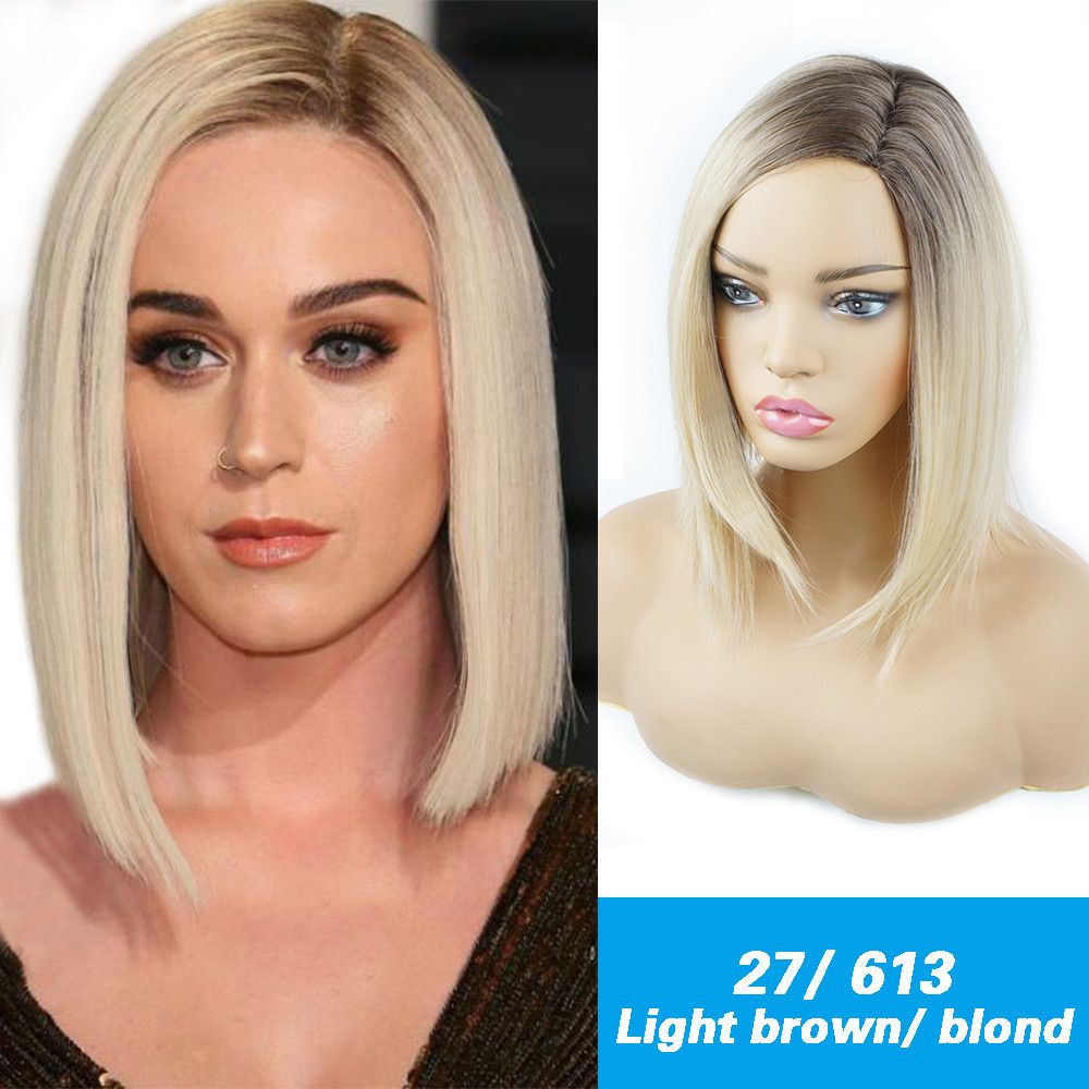 Ombre 613 Blonde Short Bob Synthetic Hair Wigs For Women Medium