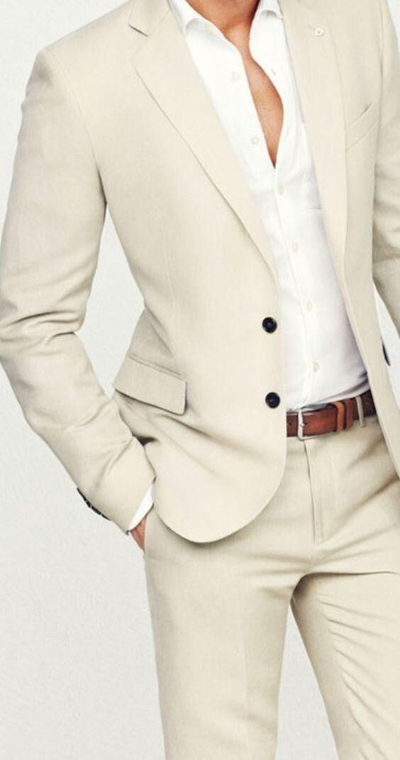 Brand New Beige Mens Wedding Tuxedos Notch Lapel Groomsmen Tuxedos