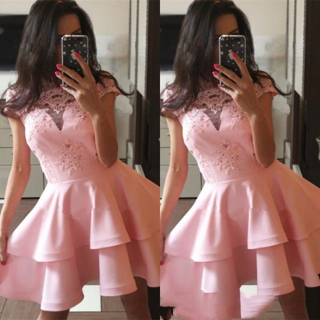 Light Pink Cocktail Dresses Lace 