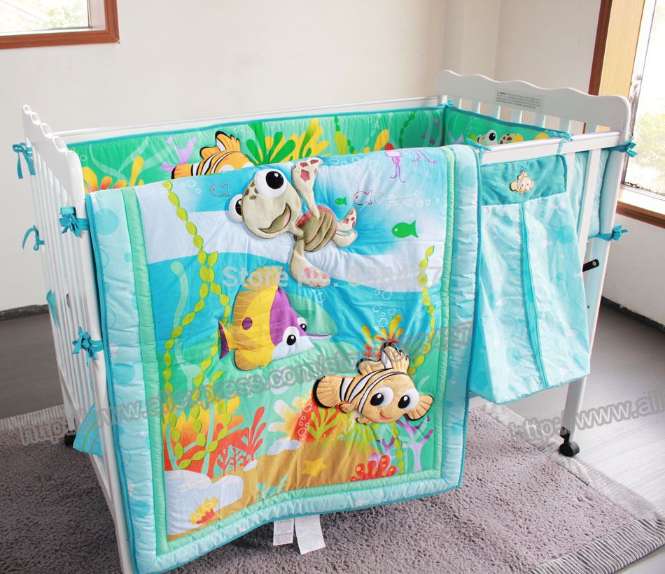 Fish Ocean Baby Bedding Set Cot Crib Bedding Set For Girls Boys