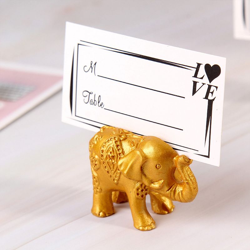Resin Gold Lucky Elephant Place Card Photo Name Clip Holder Wedding Supplies S 
