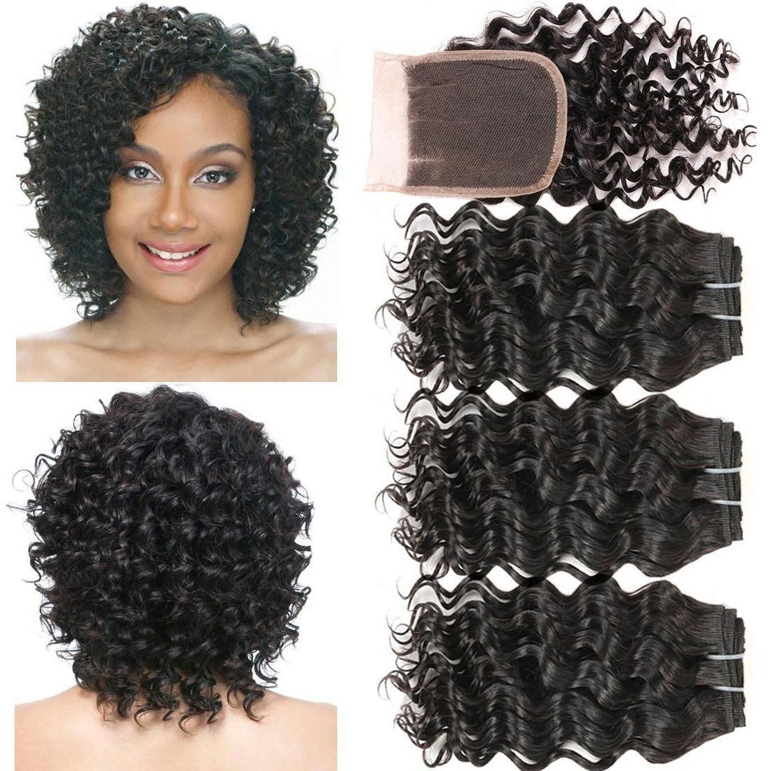 8a Brazilian Hair Bundles Deep Wave With Closure Unprocessed 3