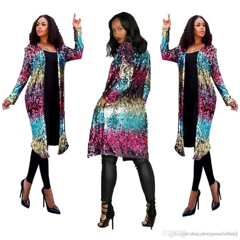Sequined Cardigan Jacket Spring Autumn Colorful Fashion Jacket Coats