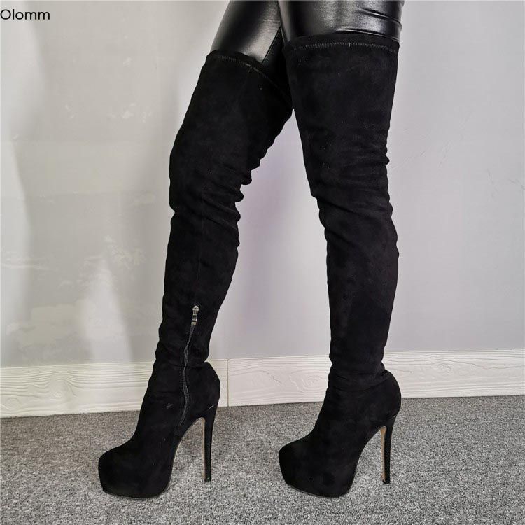 black dress thigh high boots