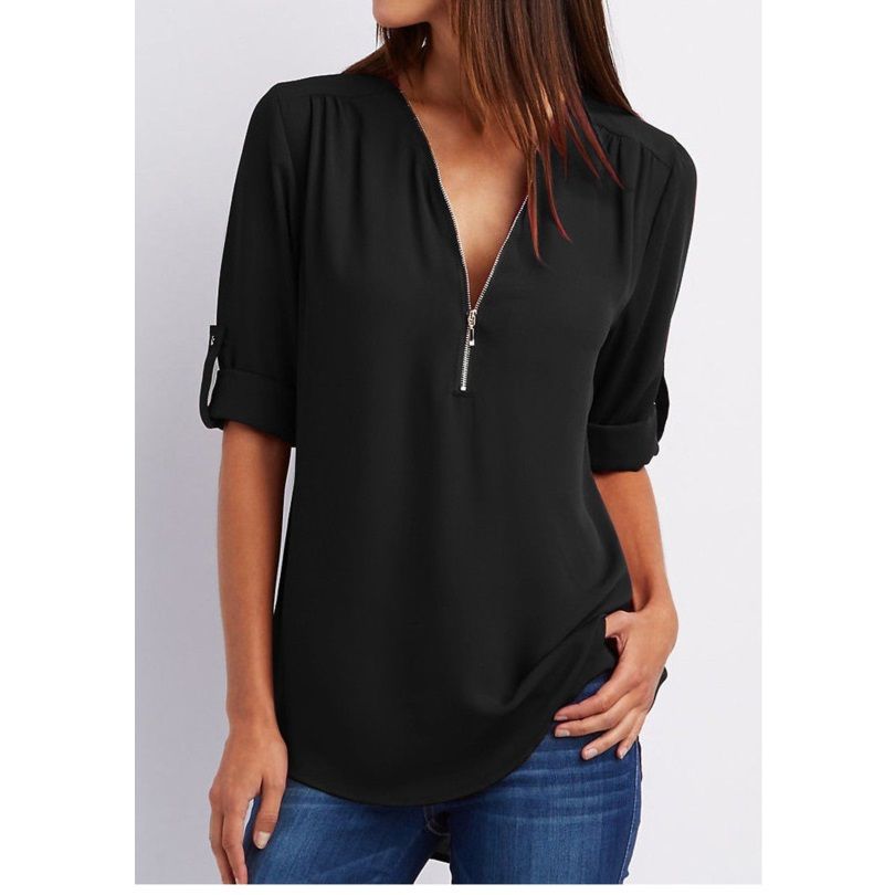 Siriay Women Shirts Ladies Summer Chiffon Short Sleeve Deep V Neck Casual Tops Blouse Tee Shirt