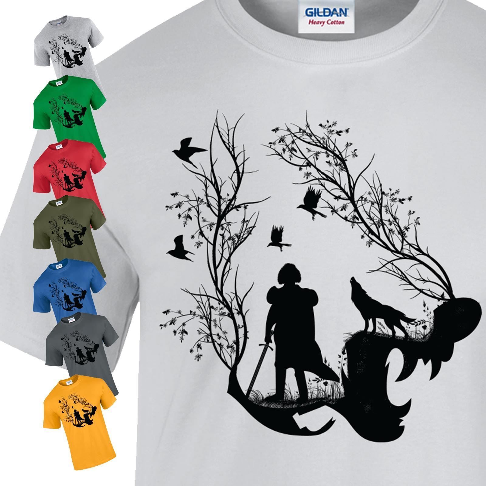 Wolf Inspired Jon Snow Tshirt Game of Thrones Men Casual Ladies Gift Top T-Shirt