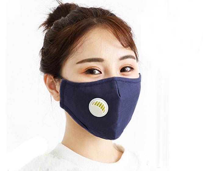 B blue reuseable mask with breathe