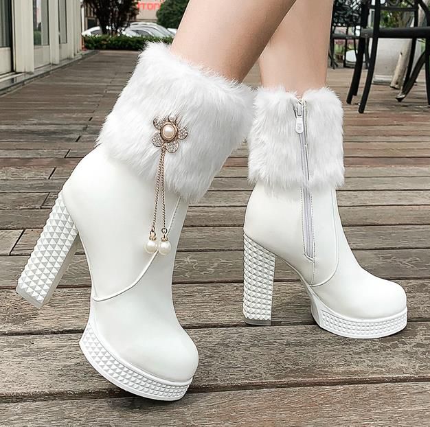 Saldos Online De Botas Plus Size 34 A 43 Elegantes Saltos Plataforma  Pedaços Brancos Plataforma Botas De Pele De Salto Alto Botas De Tornozelo  Mulheres Luxo Botas De Grife 513836664 | DHgate.Com