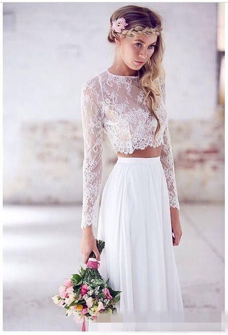 bohemian crop top wedding dress