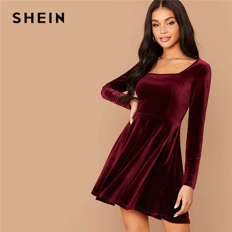 Casual Dresses SHEIN Solid Square Neck 