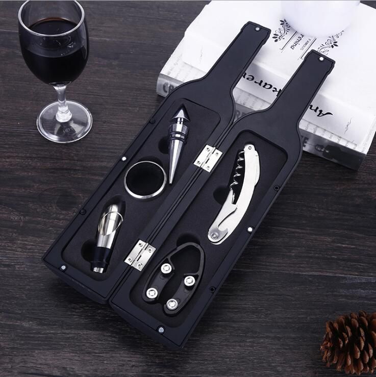 2020 Deluxe Wine Bottle Opener Accessories Gift Set Wine Bottle Opener Wine Stopper Drip Ring Foil Cutter And Pourer Bottle Shaped Carry Case From Crazyfairyland 7 98 Dhgate Com
