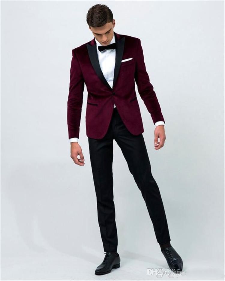 Acquistare Abiti Da Sposo Bordeaux Del 2020 Smoking Smoking Nero Con  Risvolto Con Risvolto Trim Fit One Button Uomo Bicolore Abiti Da Sera  Giacca + Pantaloni + Cravatta Economico | Consegna Veloce