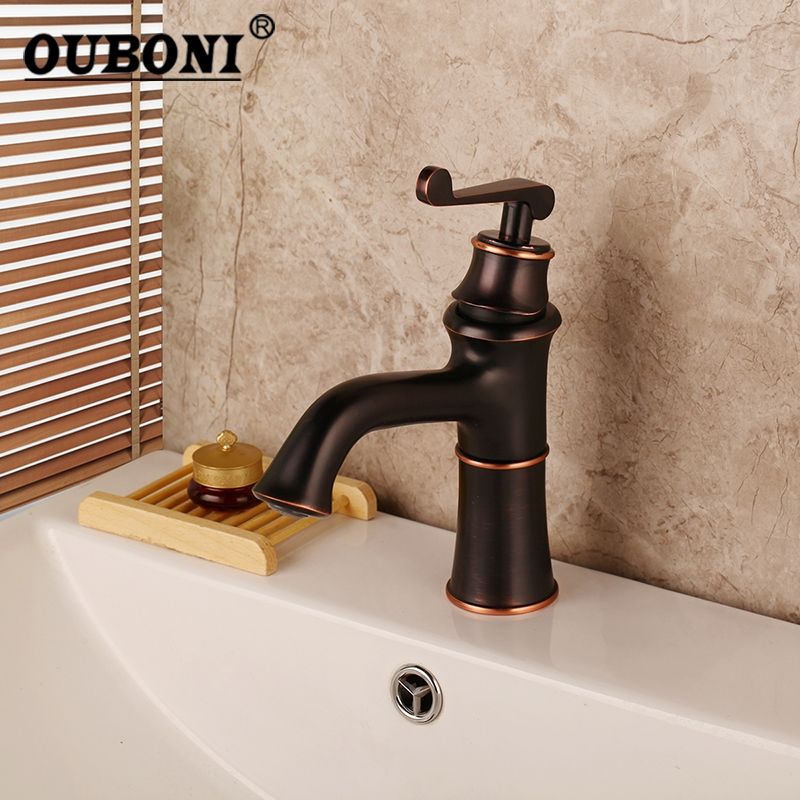 2020 Ouboni Black Oil Rubbed Bronze Bathroom Faucets Basin Stream