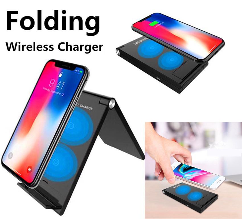 2020 Qi Wireless Charger High Quality Adjustable Folding Holder Portable Stand Dock Fast Charger 10w For Samsung S9 S7 Edge Plus Note 8 Iphone X From