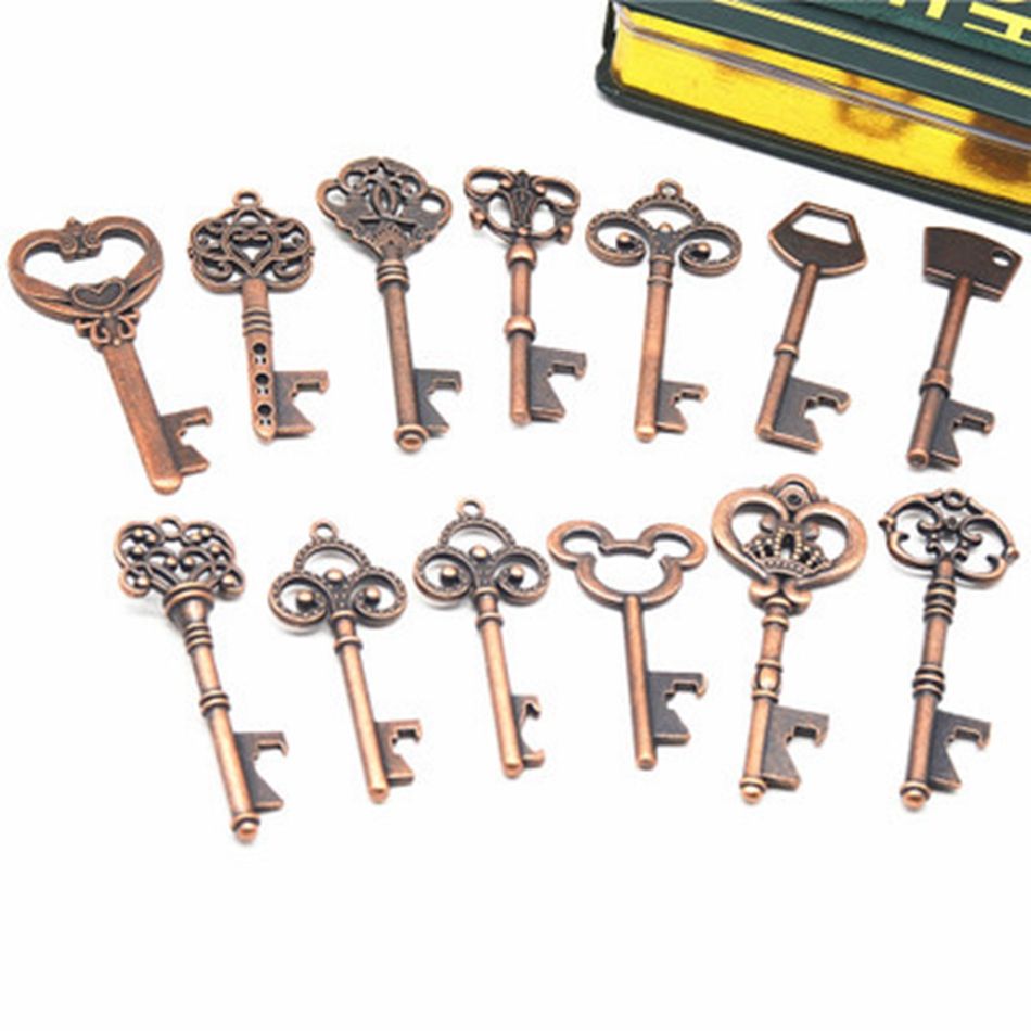 13 Assorted Antique Keychains Vintage Skeleton Bottle Opener Retro