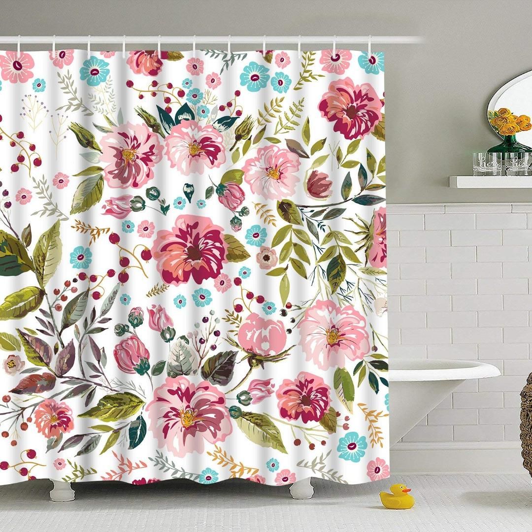 2019 Modern Bathroom Shower Curtain Colorful Flower Shower