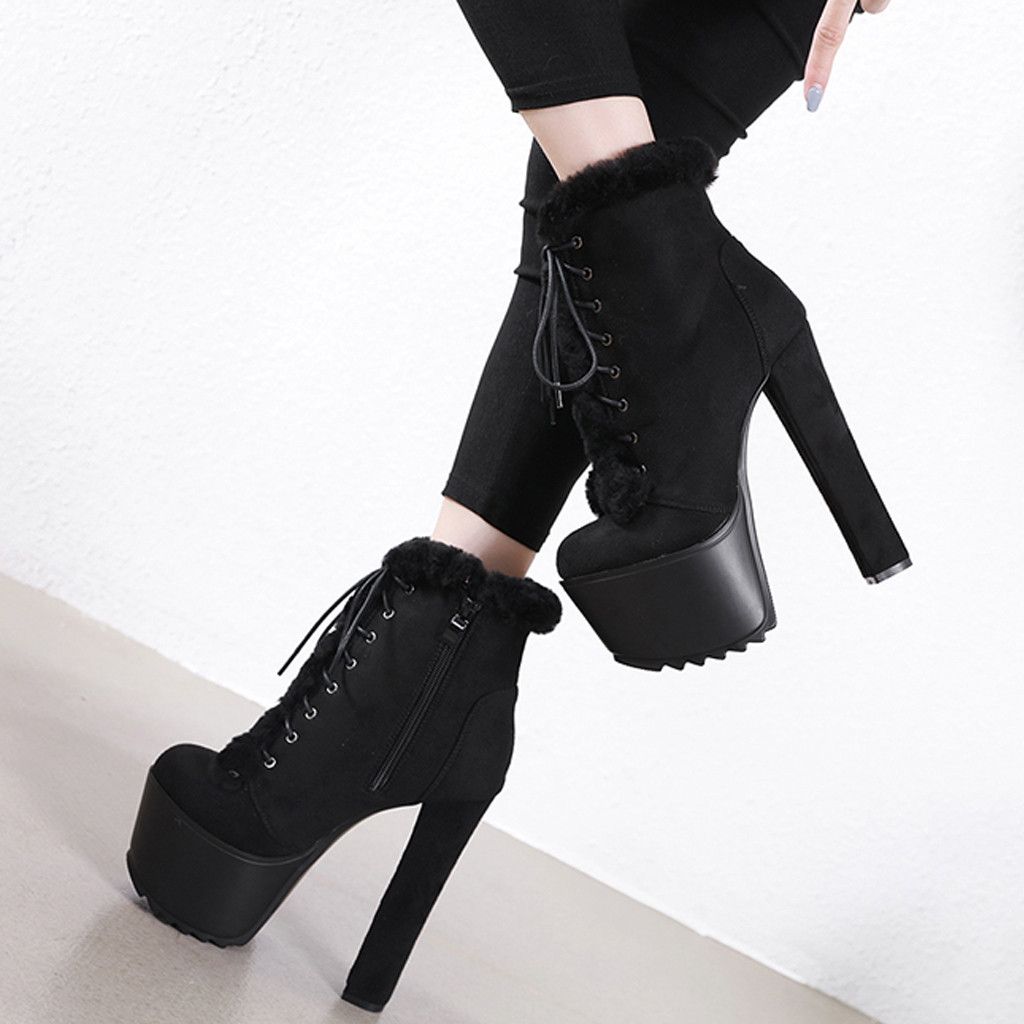 Botas De Otoño Mujer Tacón Alto Suela Gruesa Correa Cruzada Botas De Otoño Mujer Tacón Alto Suela Gruesa Correa Cruzada