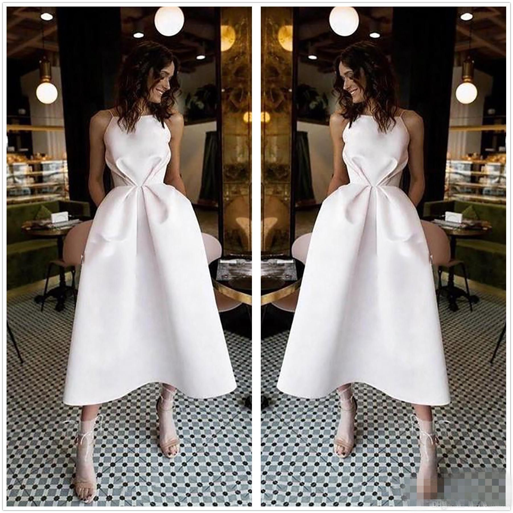 Discount Sexy Backless Short Wedding Dresses A Line Spaghetti