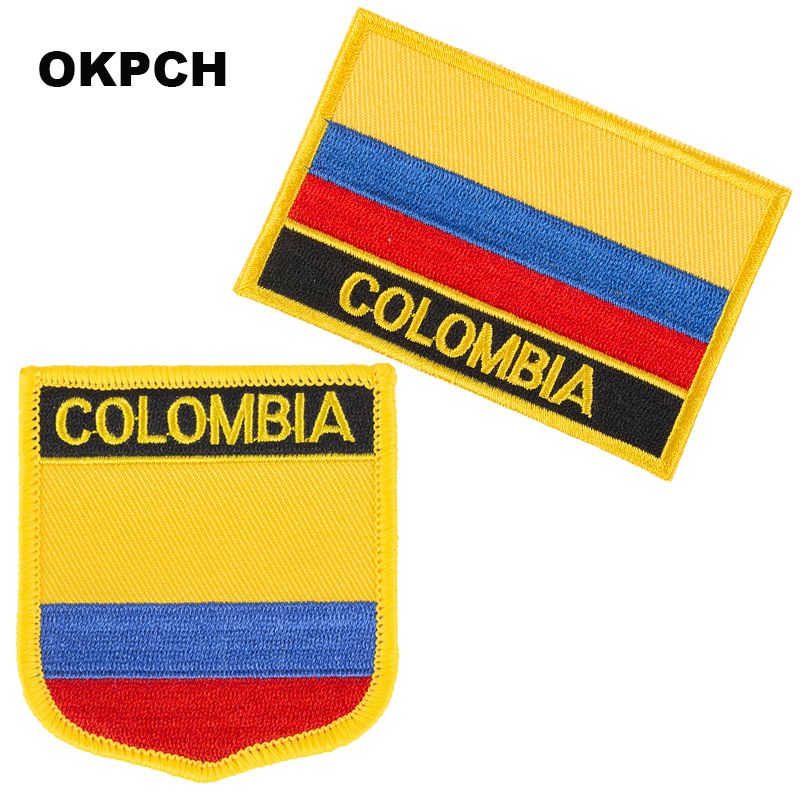 Colombia bordado hierro en parches bandera parche nacional bandera DIY Decoración PT0066-2