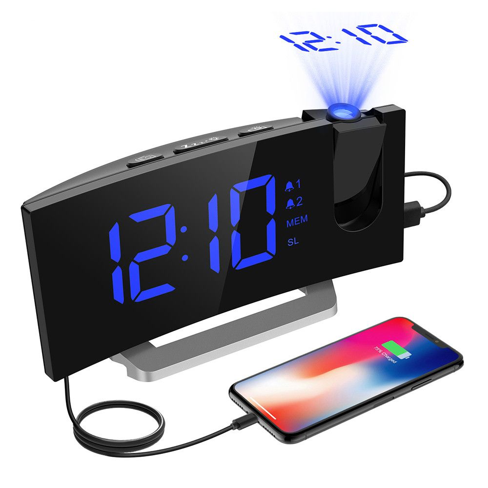 HM353 FM Radio Projection Alarm Clock With Dual Alarms Snooze Function