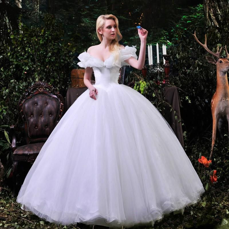 Compra 2019 Cenicienta Vestidos De Quinceañera Blancos Puros Y Sexy Fuera  Del Hombro Vestido De Novia A Line Organza Drapeado Más Tamaño Modesto  Jardín Vestidos De Novia Barato | Entrega Rápida Y