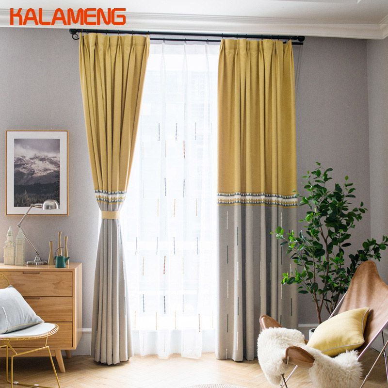 2019 Contemporary Curtain Modern Geometric Yellow Curtains Panel Bedroom Decorations For Living Room Country Decor Drapes Axy8159 From Curteney