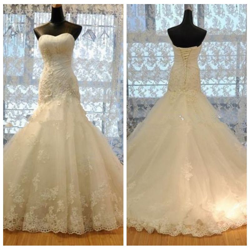 lace and taffeta surplice ball gown
