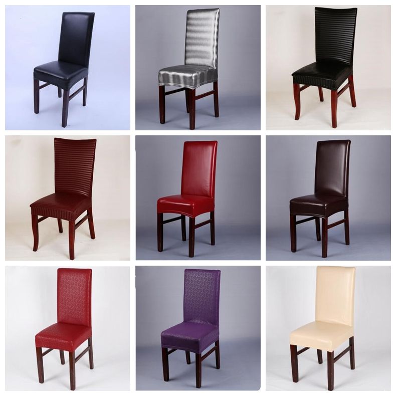 PU Leather Dining Chair Cover Waterproof Leather Chair Cover Spandex
