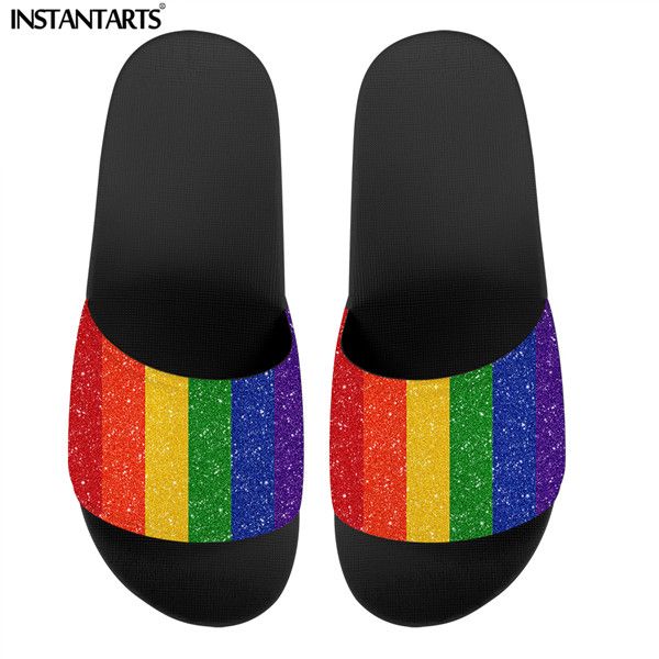 rainbow thick soled slippers