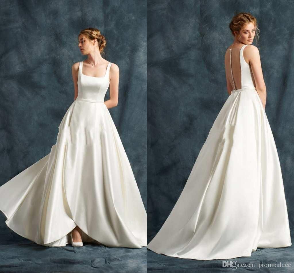 high square neck wedding dress