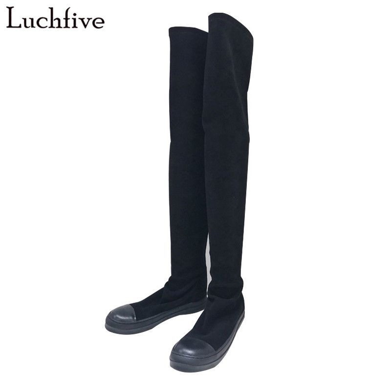 black sock boots round toe
