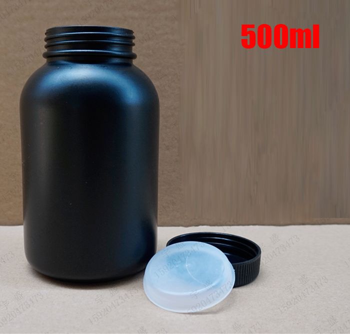 2020 500ml Dark Black Hdpe Pill Bottle Plastic Bottles 500g Wide Mouth Packing Bottles Capsule Bottles With Screw Caps Inner Lids From Miraclecottage 18 29 Dhgate Com