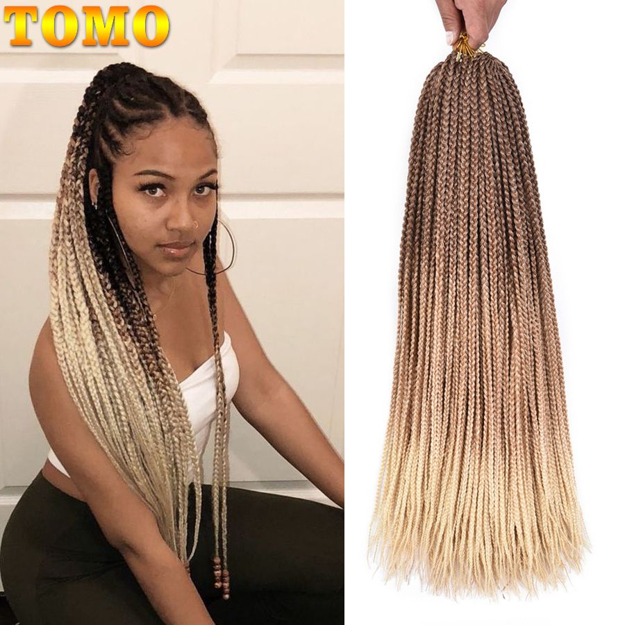 2020 Box Braids Tomo Colored Box Braid Crotchet Braid 24inch Ombre
