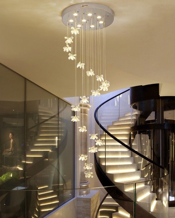 Araña de cristal rodando escaleras luces led tamaño: 70 * 180 cm salón de largo dúplex modernos candelabros . restaurante 