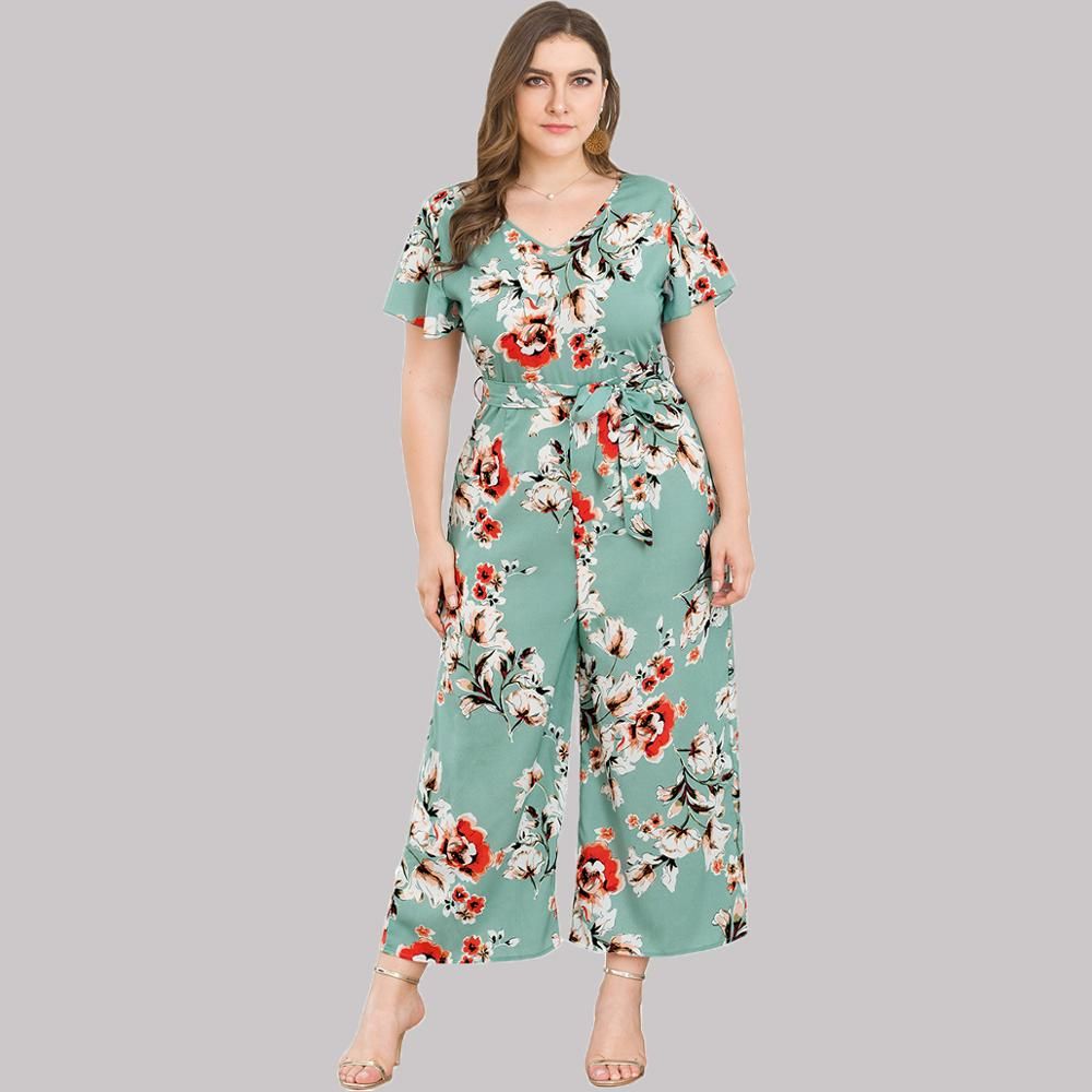 plus size floral jumpsuit with sleeves