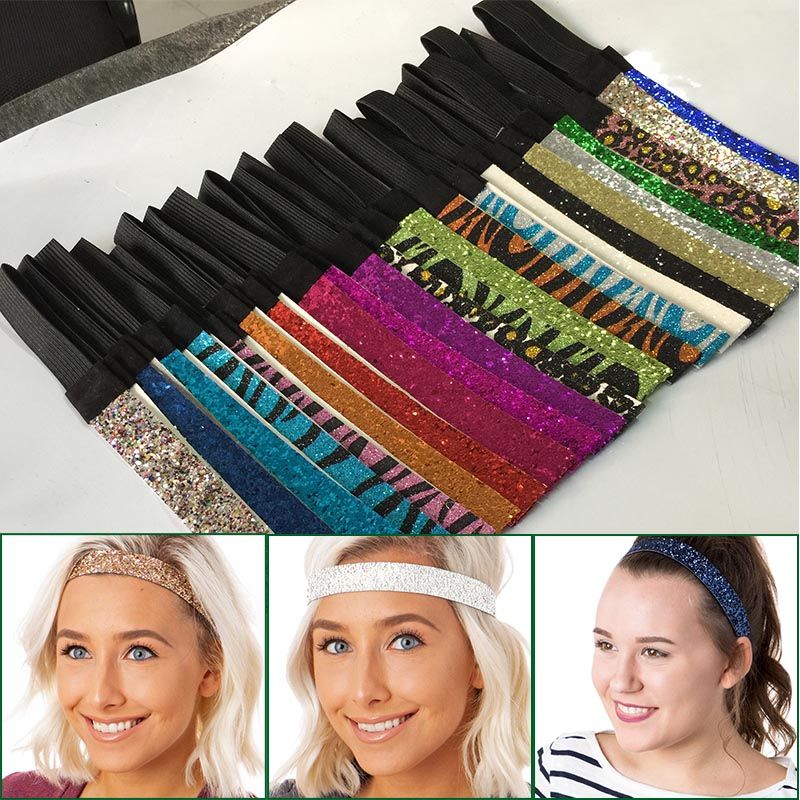 3-GLITTER HEADBANDS Sparkly Stretch Headband Softball Sports Blue Sparkle 3-GLITTER HEADBANDS Sparkly Stretch Headband Softball Sports Blue Sparkle