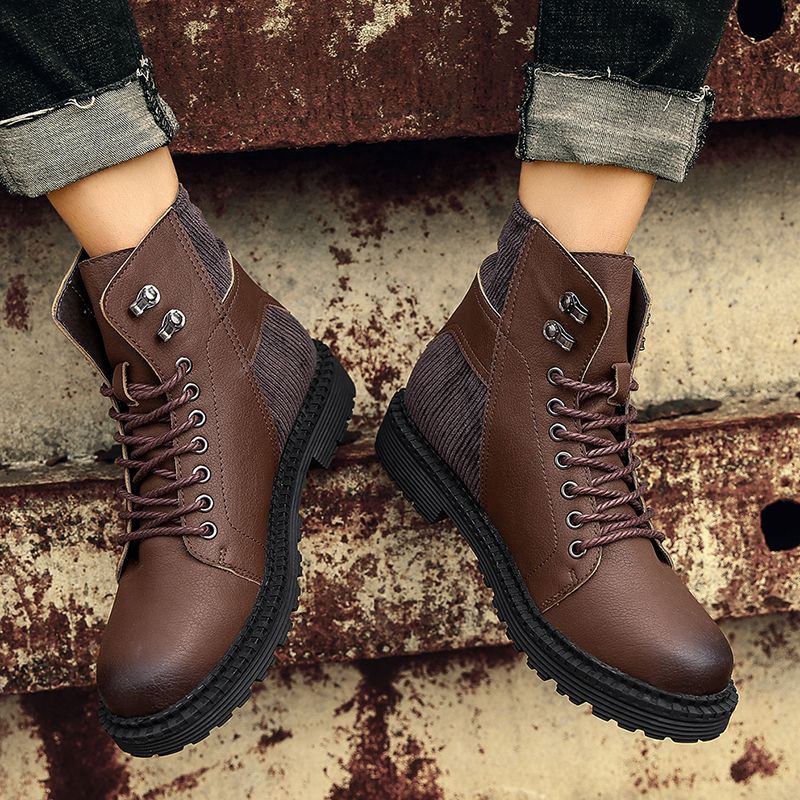 Botas de nieve cálidas con cordones para hombre Azul Botas de nieve cálidas con cordones para hombre Azul