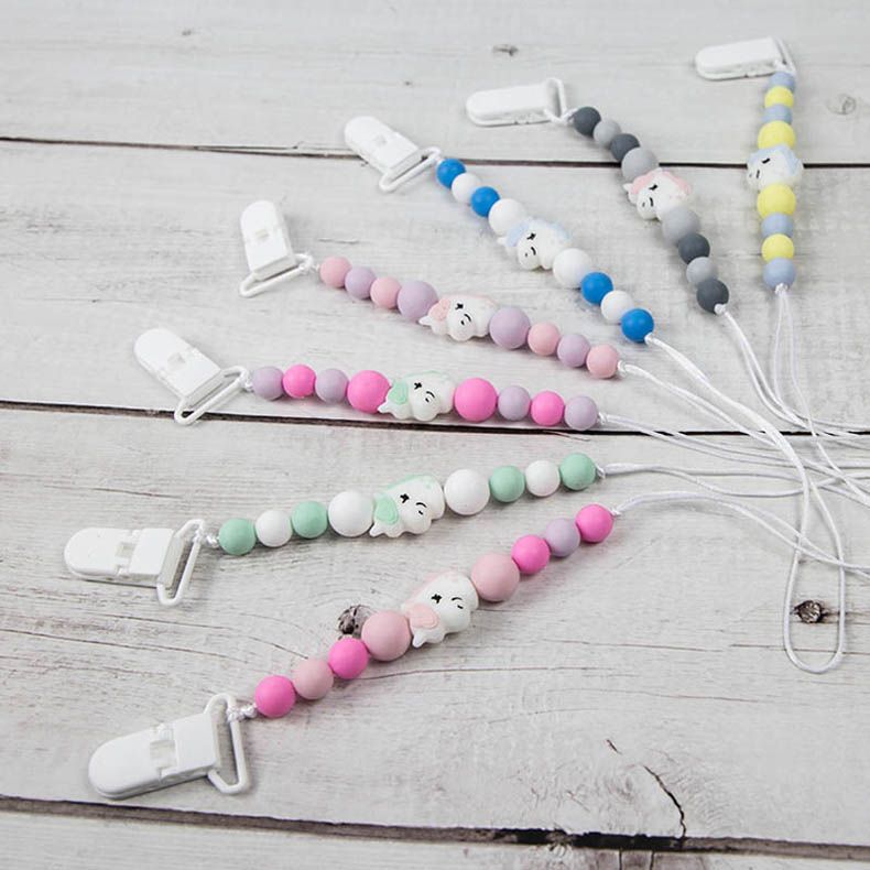 Wood Baby Pacifier Clips Infant Pacifier Chain Toddler Chew Toys Shower Gifts