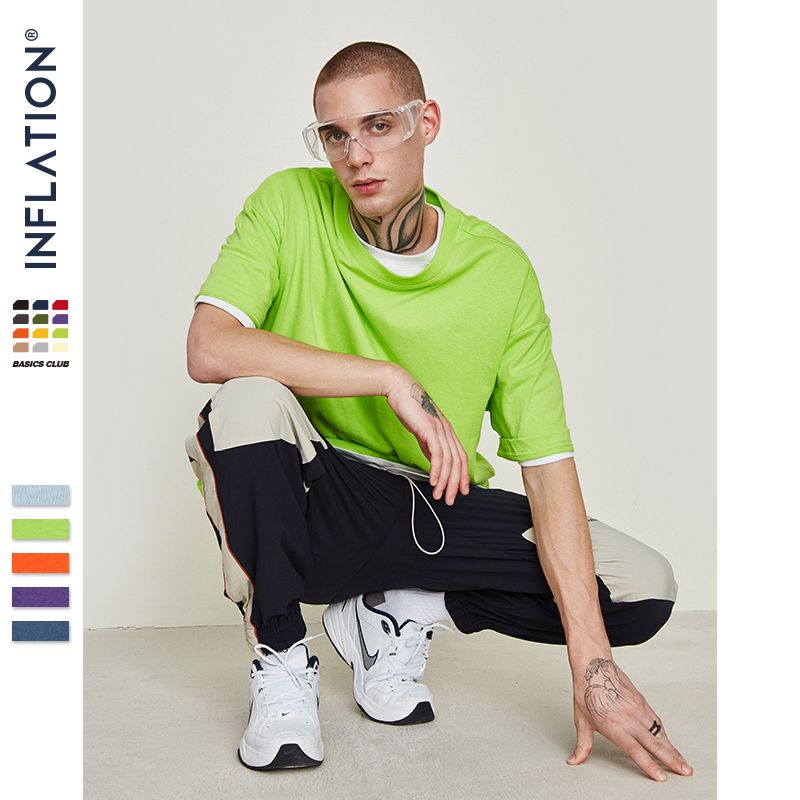 Mens Candy Colour Cotton Oversized Fashion Hip Hop T Shirts Casual