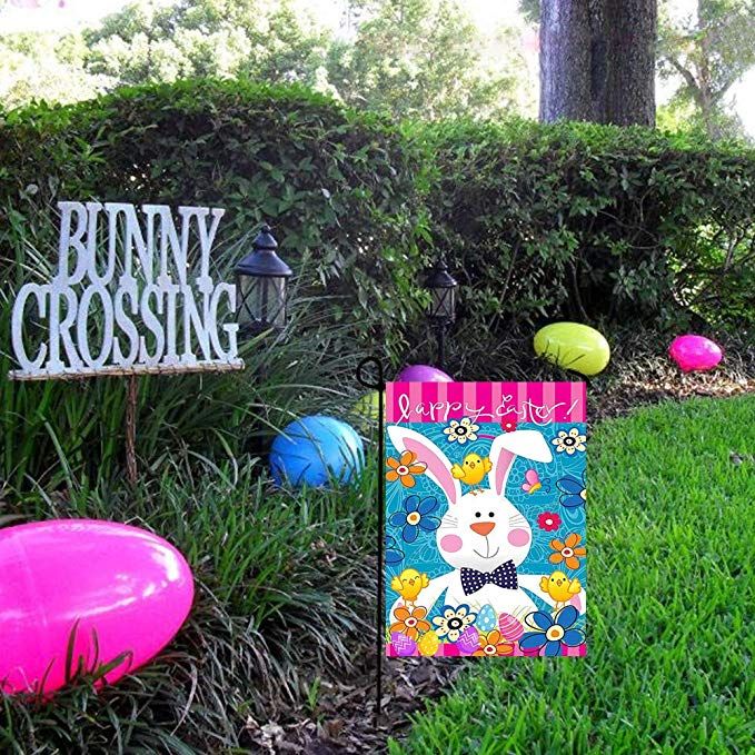 2019 Happy Easter Decorative Garden Flag Rustic Burlap House Yard